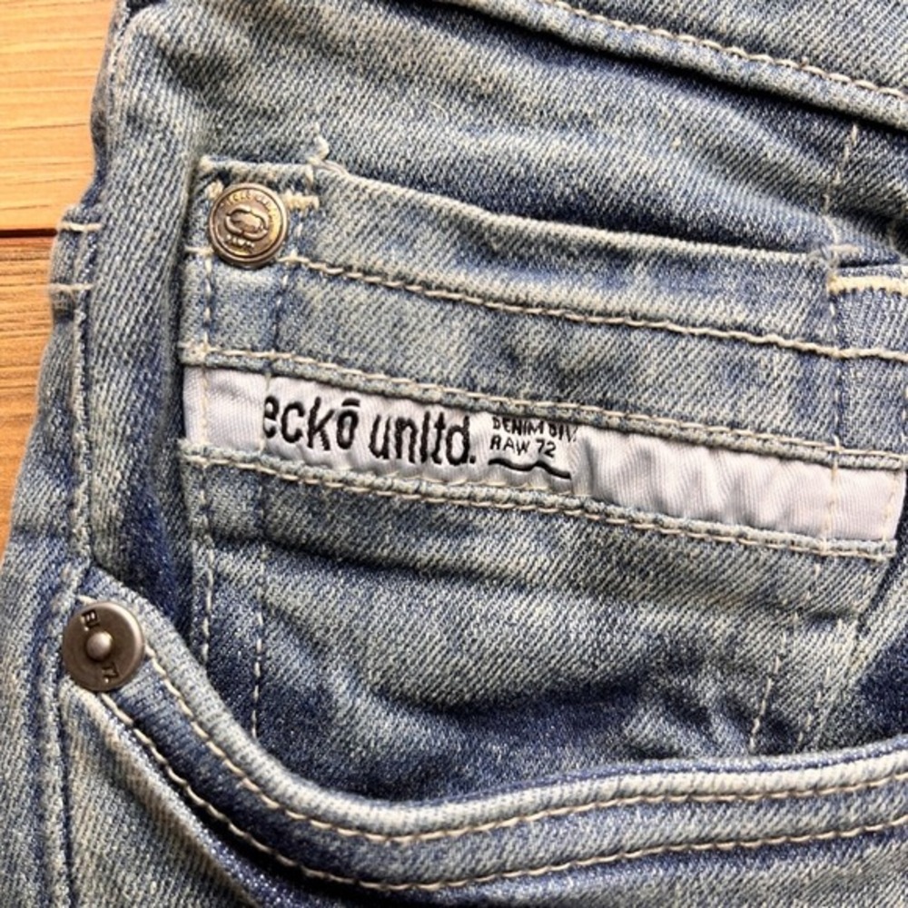 Ecko Unltd Jeans Mens 30 Blue Denim Cotton Stretch Mid Rise Straight Leg Zip Fly - Picture 3 of 15